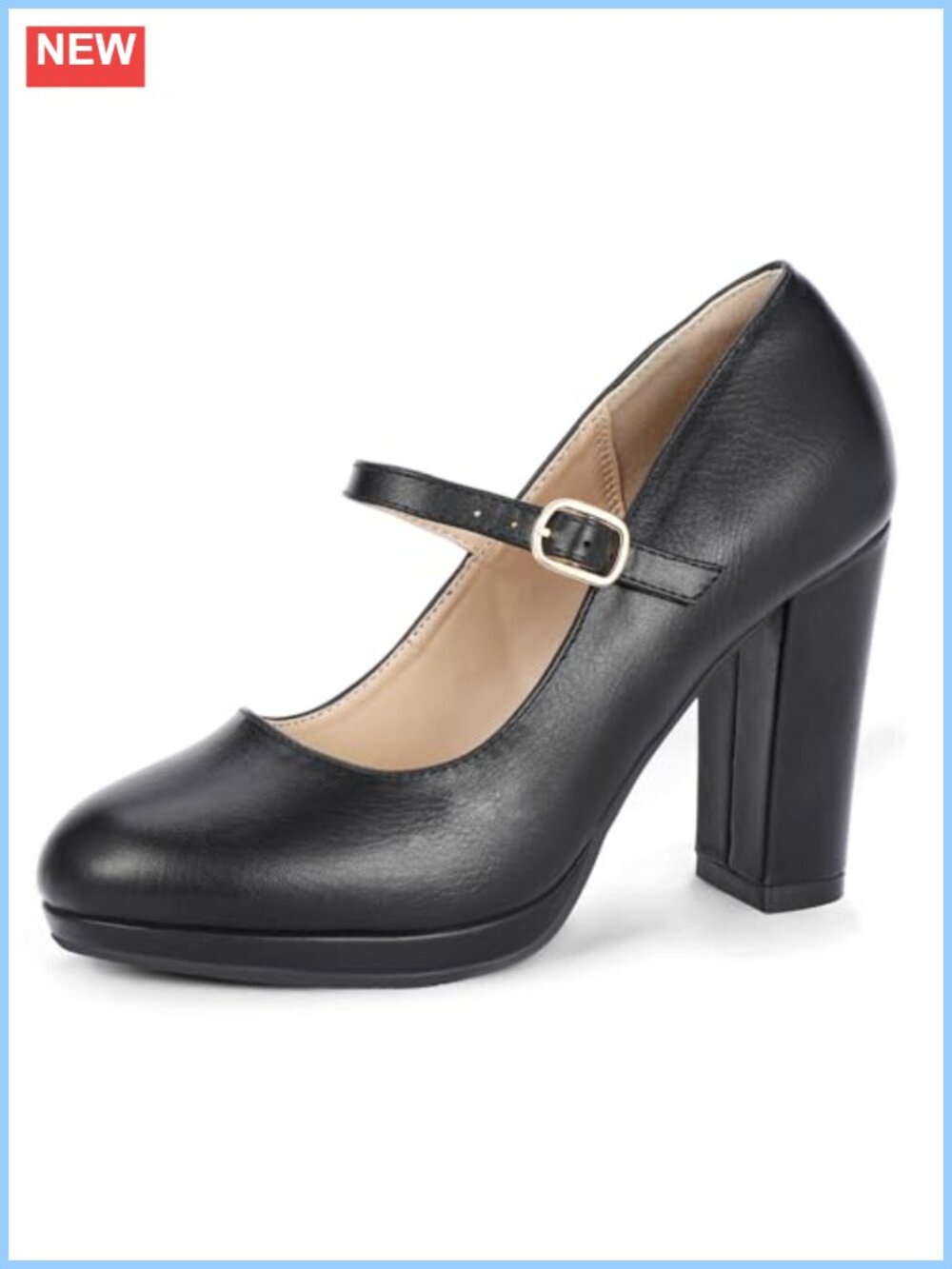 Women's Platform Mary Jane Heels Chunky Block Heel Closed Toe Heels